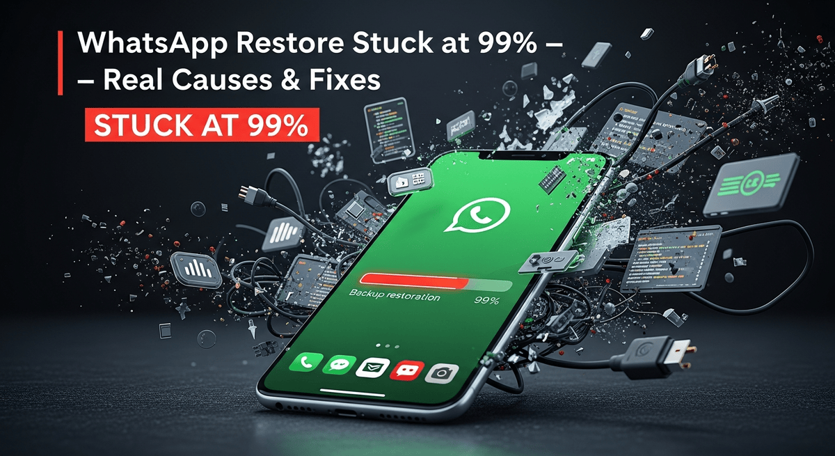 WhatsApp Restore Stuck at 99% — Real Causes & Fixes