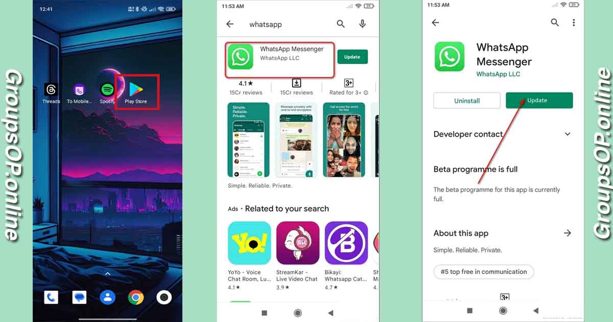 WhatsApp update screenshot