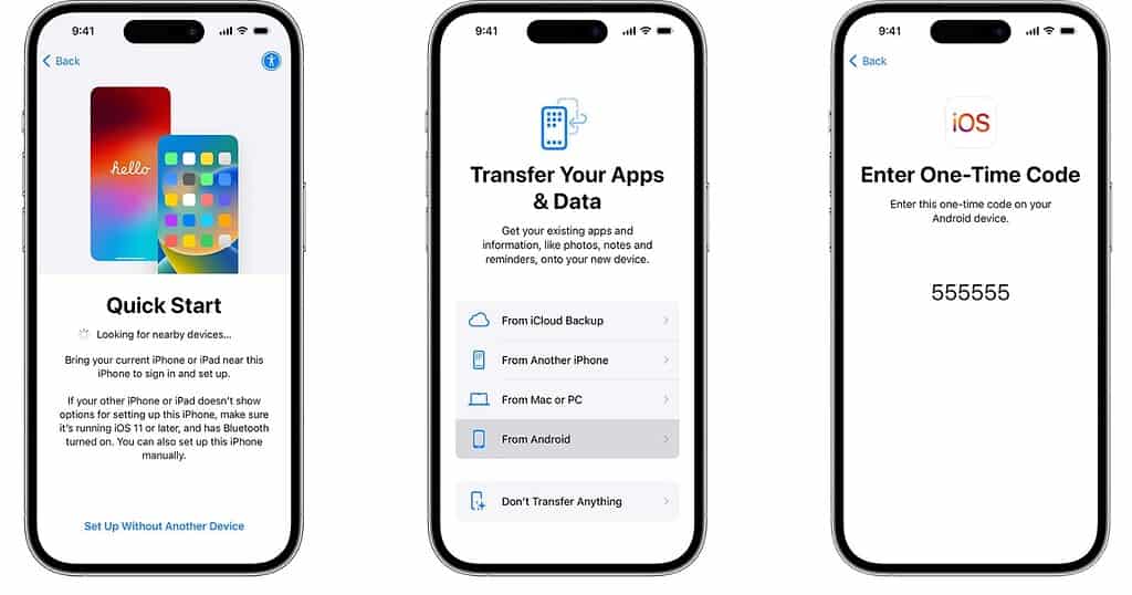 Move to ios iPhone Setup Screen