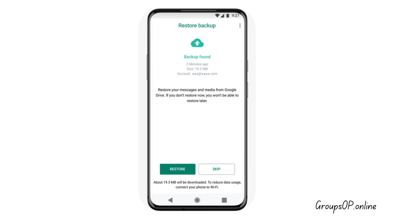 WhatsApp → Restore Screen